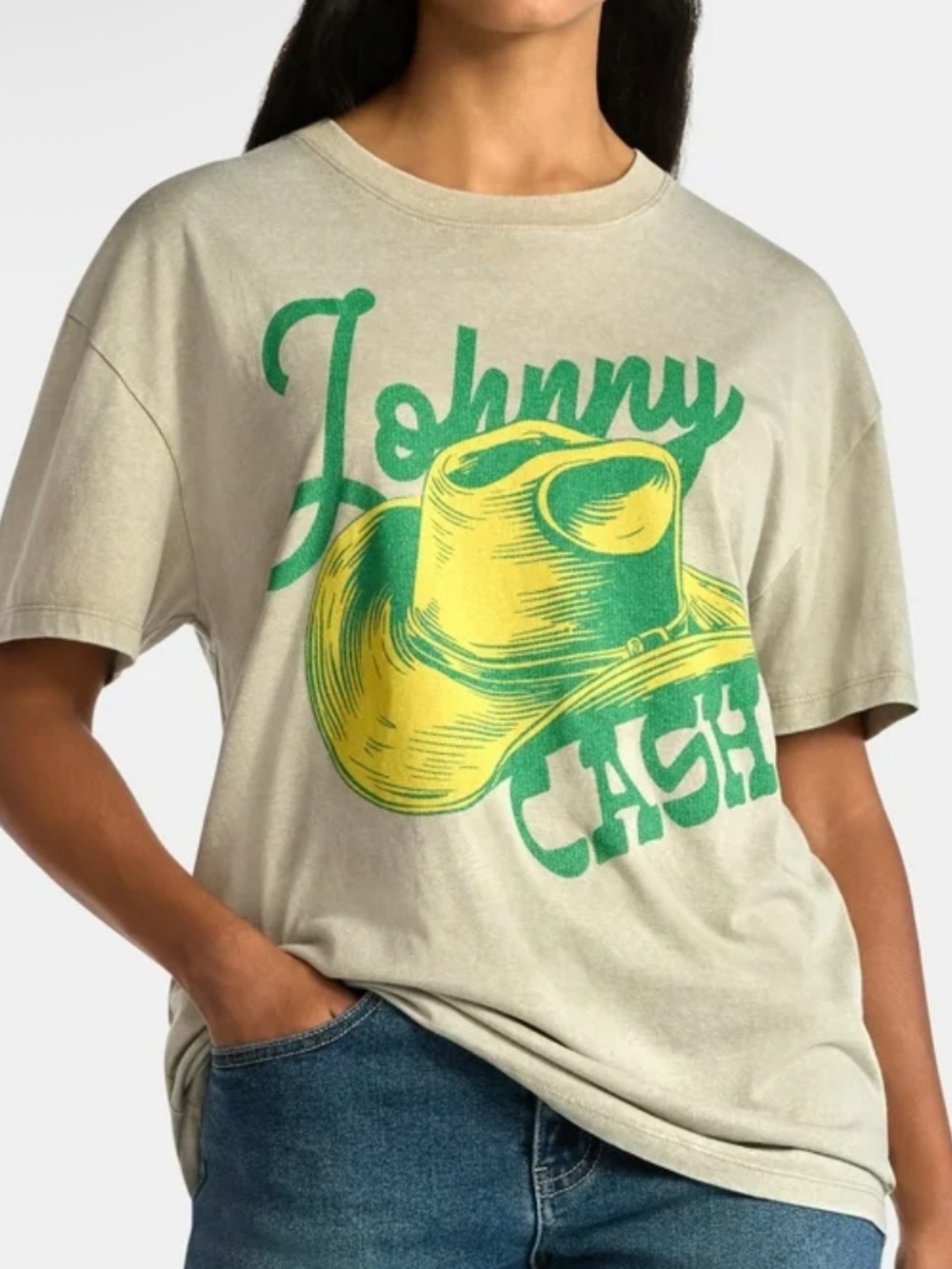 Johnny Cash Women's Front Back Graphic Tee with Short Sleeves, Size XS